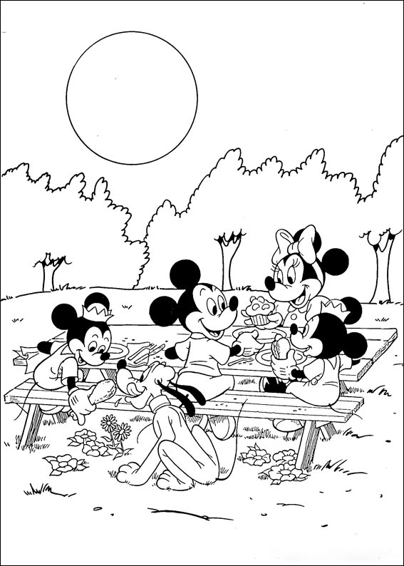 Mickey Mouse Family With Pluto Coloring Pages