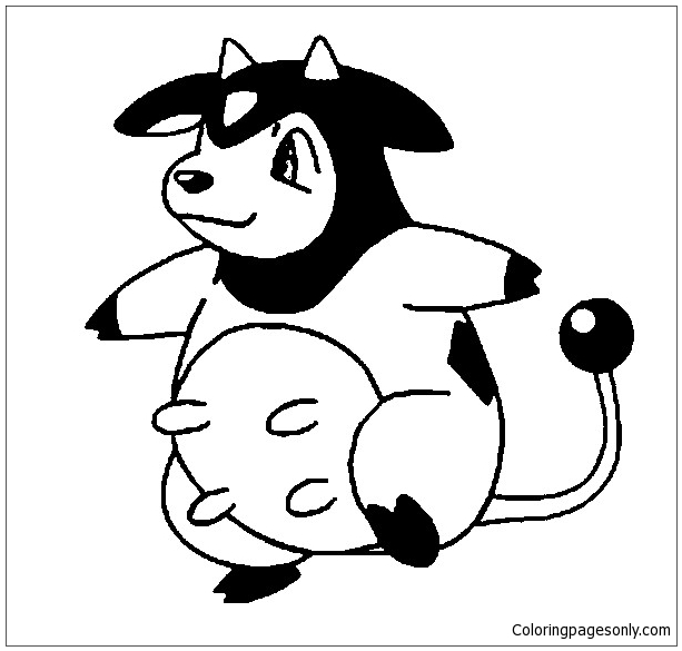 miltank coloring page in black and white pokemon