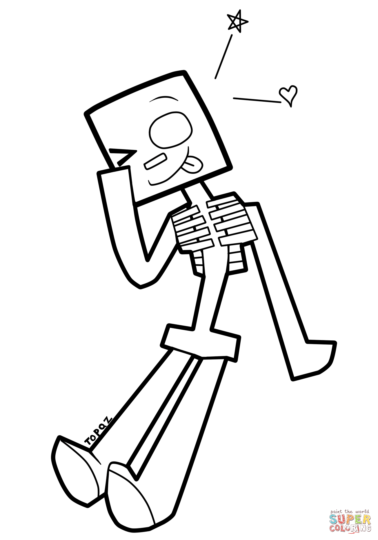 Minecraft Cartoon Skeleton from Minecraft Coloring Pages