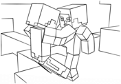 Minecraft Fight Scene from Minecraft Coloring Pages
