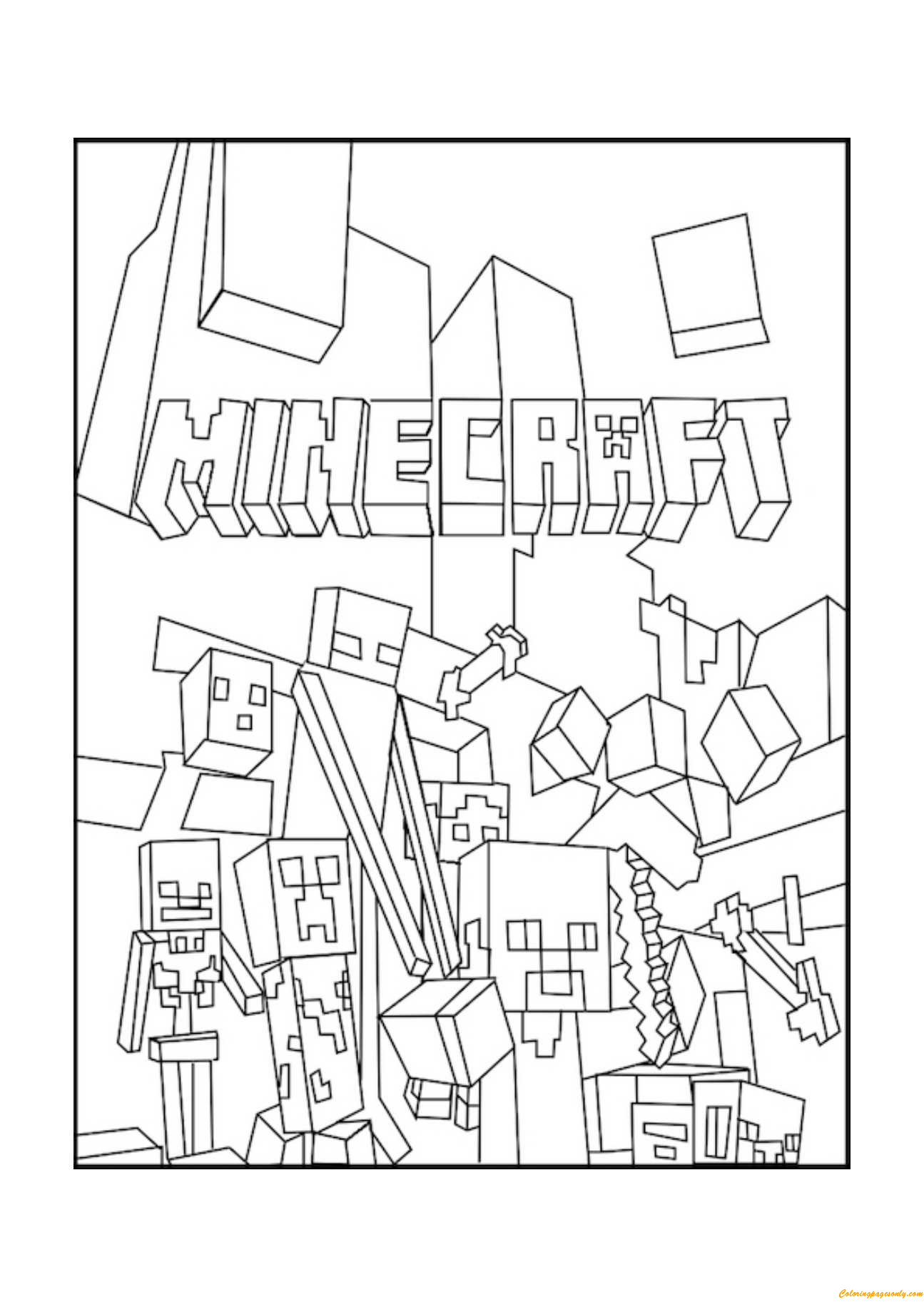 Desenho Minecraft grátis para descarregar e colorir - Minecraft