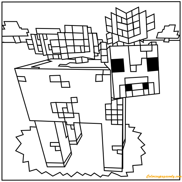 Minecraft Mooshroom Coloring Pages