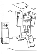 Minecraft Steve and Creeper from Minecraft Coloring Pages