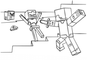 Minecraft Steve vs. Skeleton from Minecraft Coloring Pages