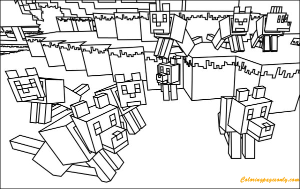 Minecraft Wolves Coloring Pages