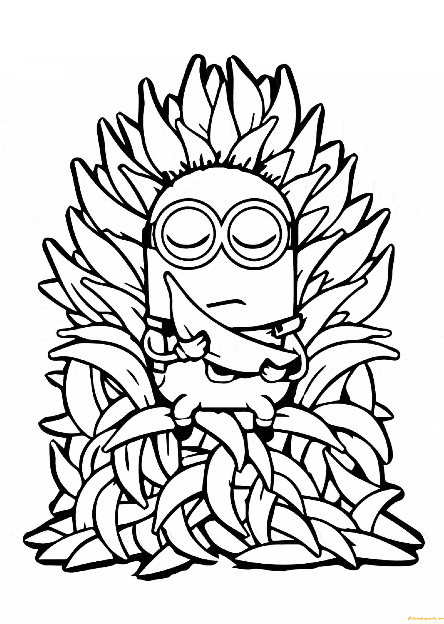 Minion And Many Bananas Coloring Pages Cartoons Coloring Pages Free 