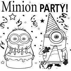 Minion Party Coloring Page