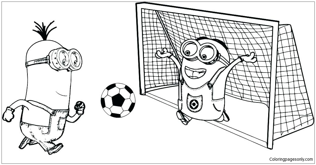 Minion Playing Soccer Coloring Page Free Coloring Pages Online