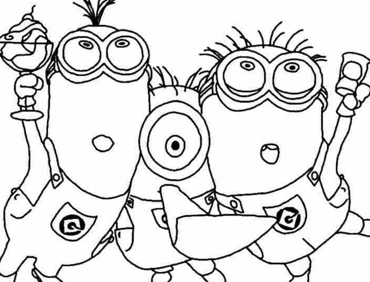 Minions Celebrate Free Coloring Page