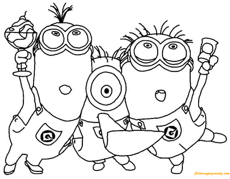 Minions Celebrate Free Coloring Pages - Cartoons Coloring ...