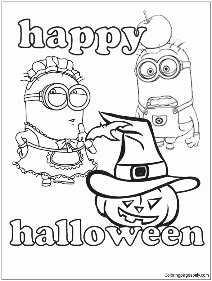 Minions Halloween Coloring Pages