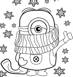 Minions With New Year Coloring Page