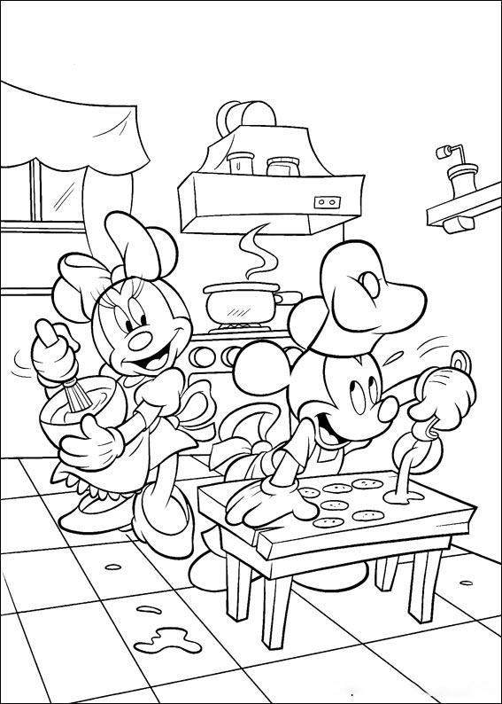 Minnie et Mickey préparent des gâteaux avec Mickey Mouse