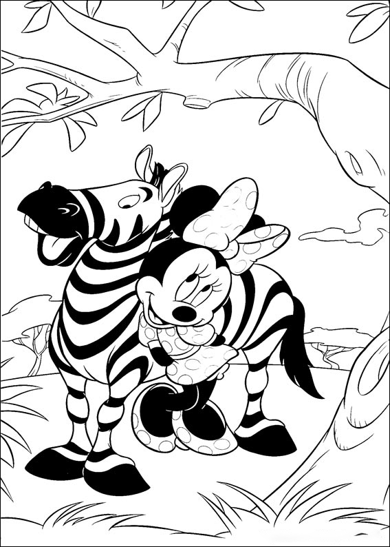 Minnie and Zebra Coloring Page