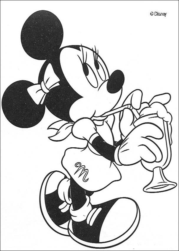 Minnie Mouse drinks cocktail Coloring Page