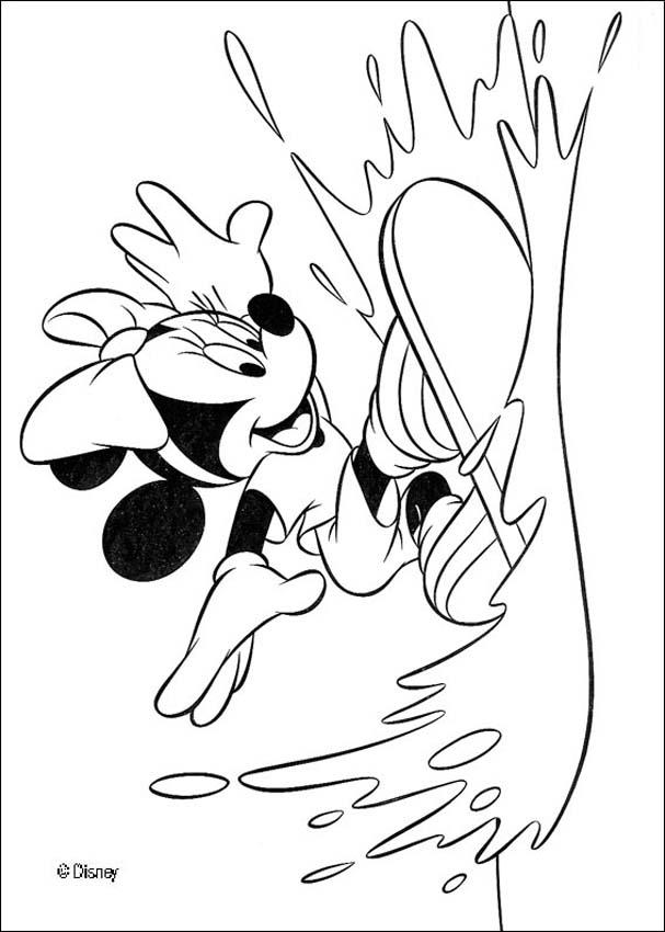 Minnie Mouse is surfing Coloring Page