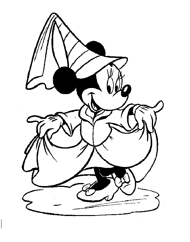 Minnie Mouse kleurplaat heks