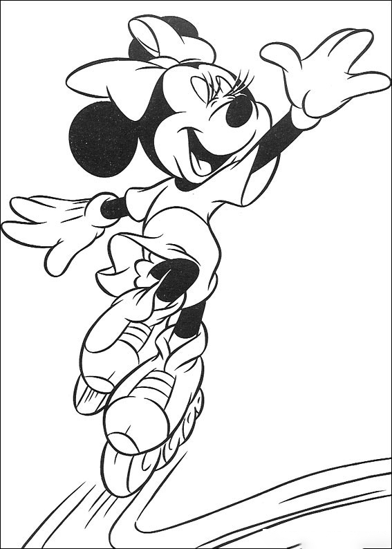 Minnie rollerblading Coloring Page