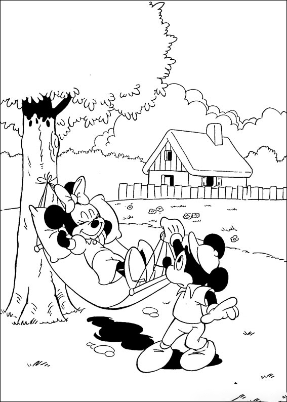 Minnie dort sur le hamac de Minnie Mouse