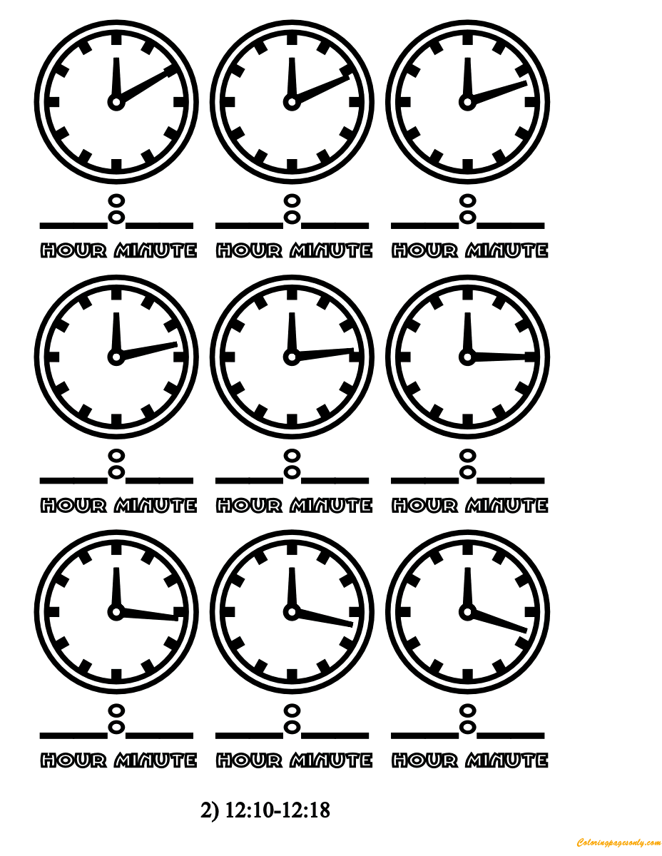 Minutes Clock Faces Coloring Page Free Printable Coloring Pages