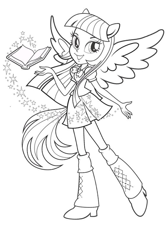 MLP Equestria Girls Twilight Sparkle With Wings Coloring Pages