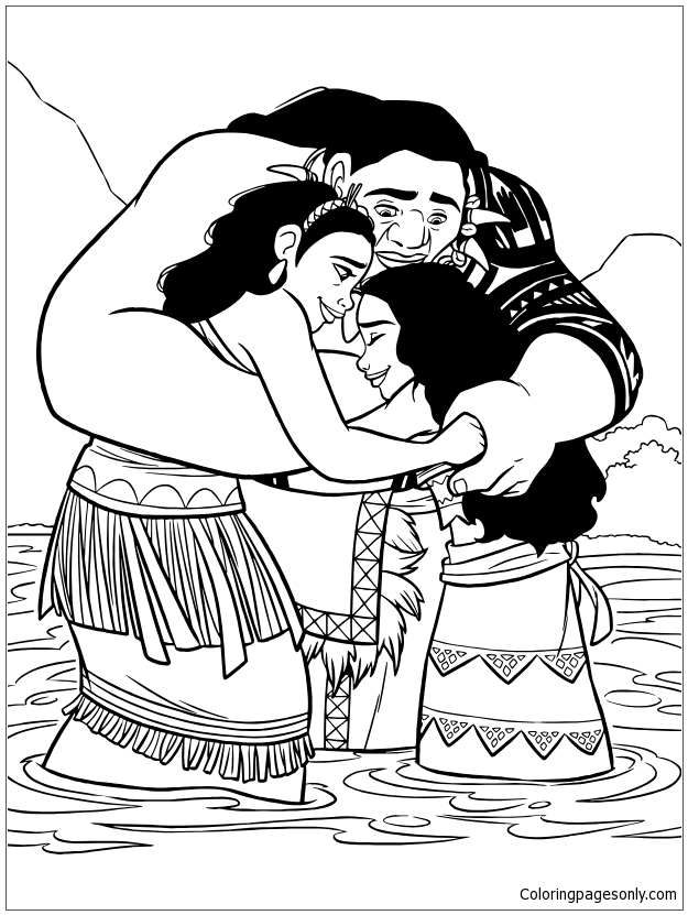 Moana and Family Coloring Pages