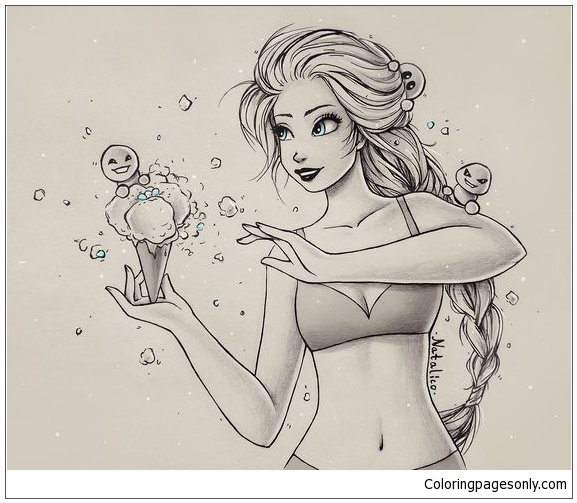 Modern Elsa Coloring Pages