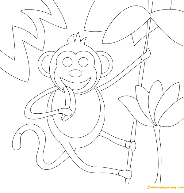 Monkey Eating a Banana Coloring Pages - Funny Coloring ...