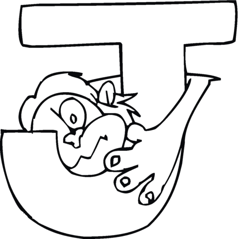 Monkey in J Coloring Pages