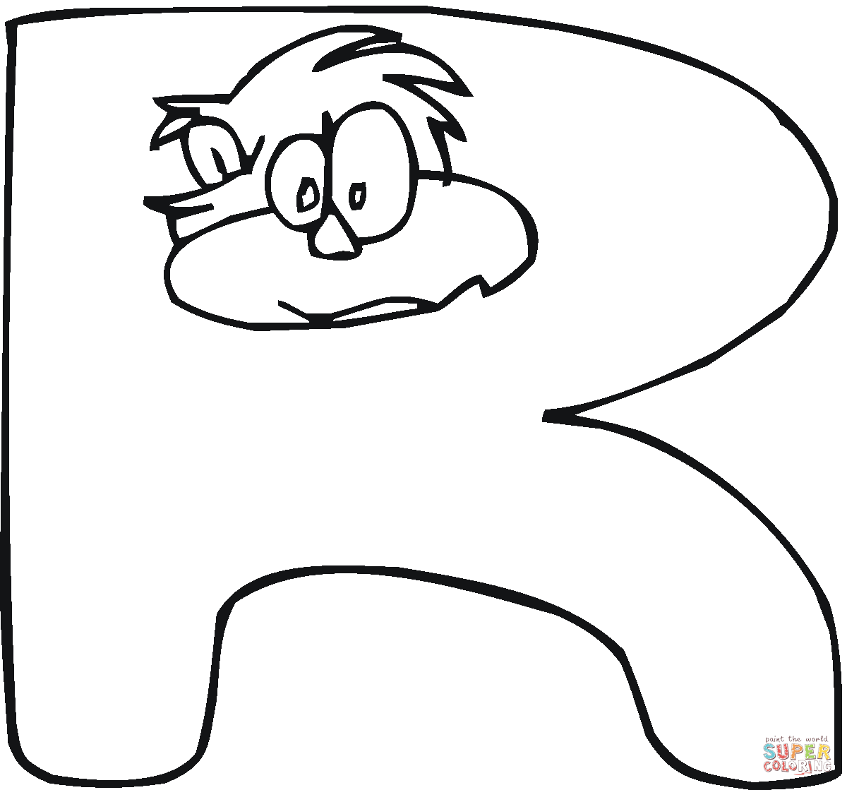 Monkey In Letter R Coloring Pages