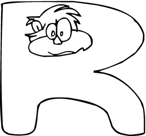 monkey in Letter R Coloring Page