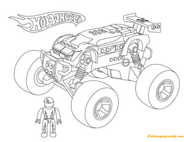 monster truck hot wheels 2 coloring page  free coloring