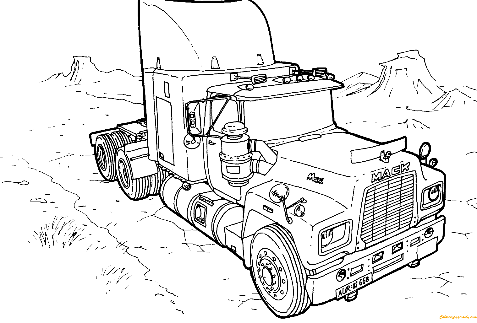 Página para colorir Monster Truck Mack