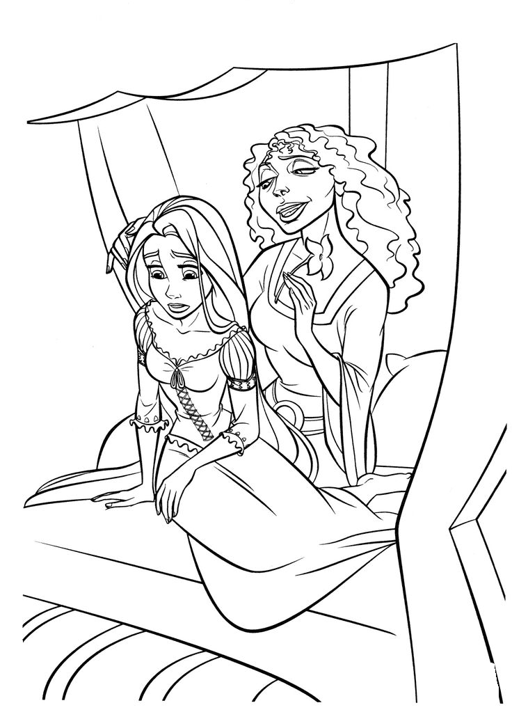 Mother Gothel and Rapunzel Coloring Pages