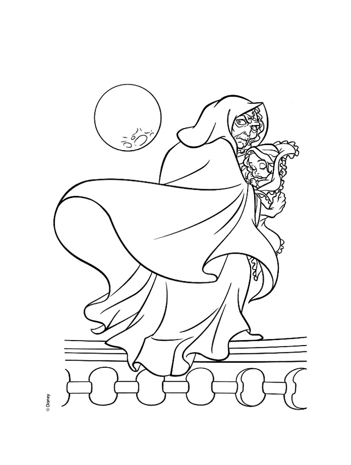 Mother Gothel kidnaps Baby Rapunzel Coloring Pages