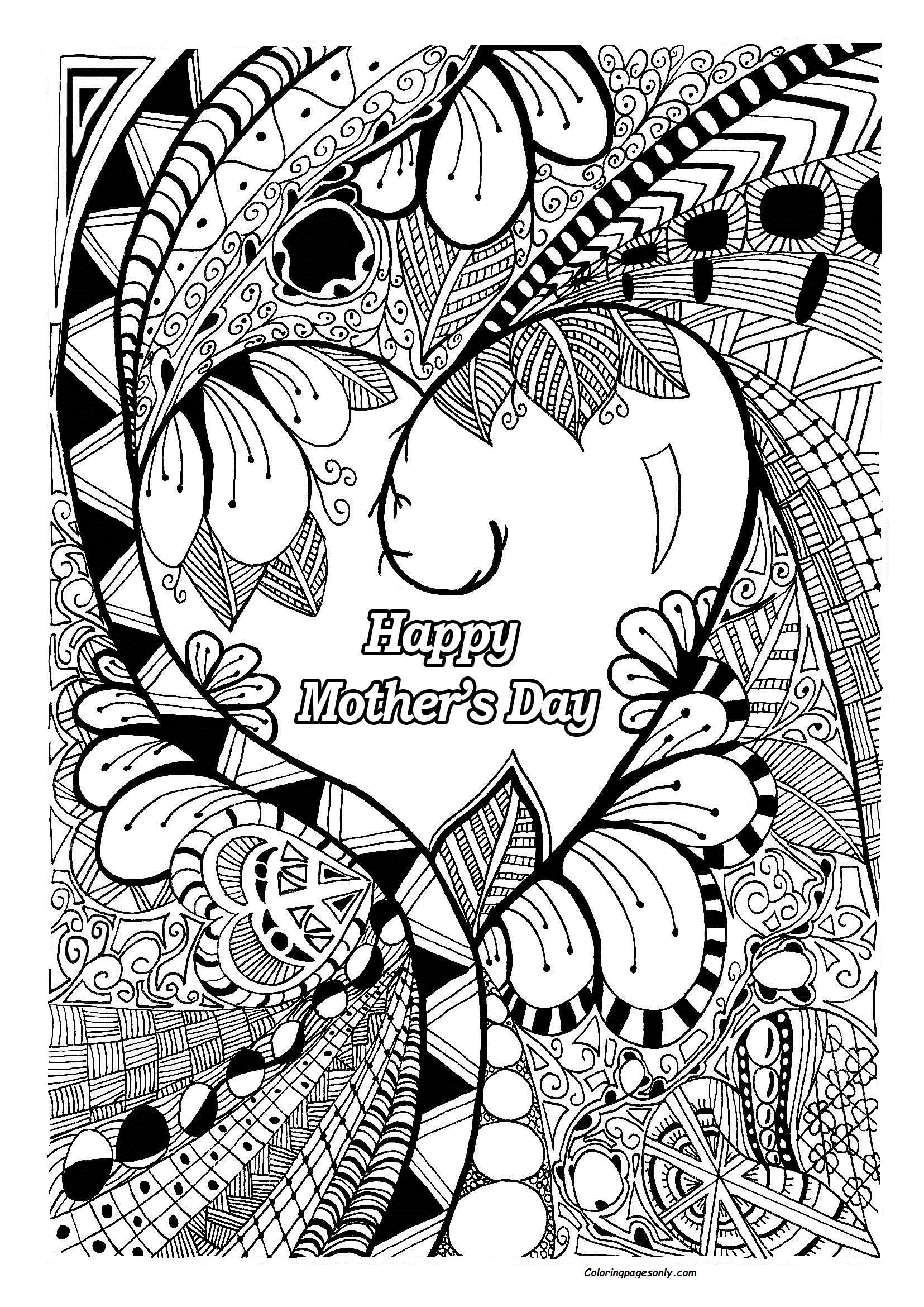 Mothers Day Mandala Coloring Page Free Printable Coloring Pages