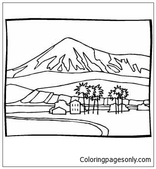 Mountain Behind House Coloring Pages