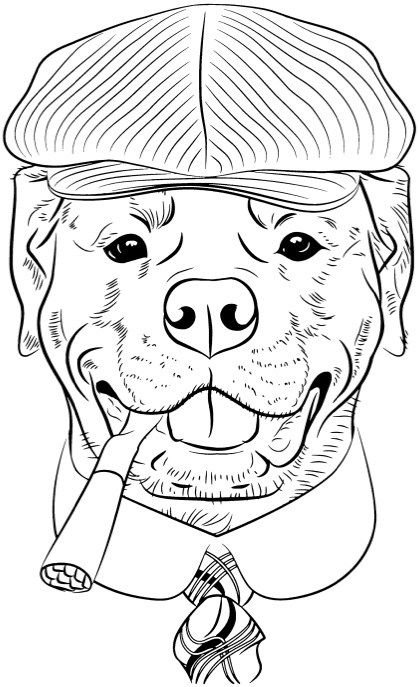 Mr Dog Smoking Coloring Page