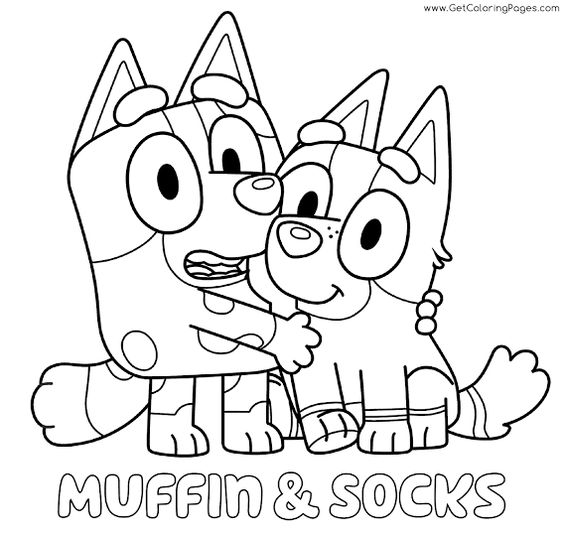 Muffin And Socks Coloring Pages - Bluey Coloring Pages - Coloring Pages