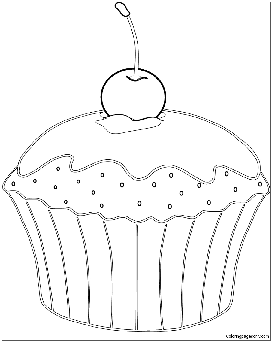 Muffin With Cherry Coloring Pages