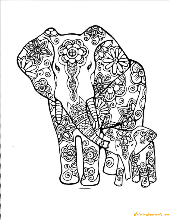 Download Mummy And Baby Elephant Coloring Pages Hard Coloring Pages Coloring Pages For Kids And Adults