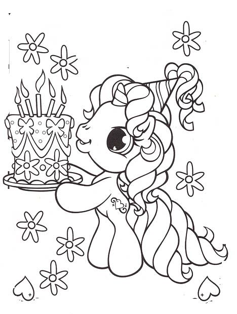 My little Pony Birthday Coloring Pages