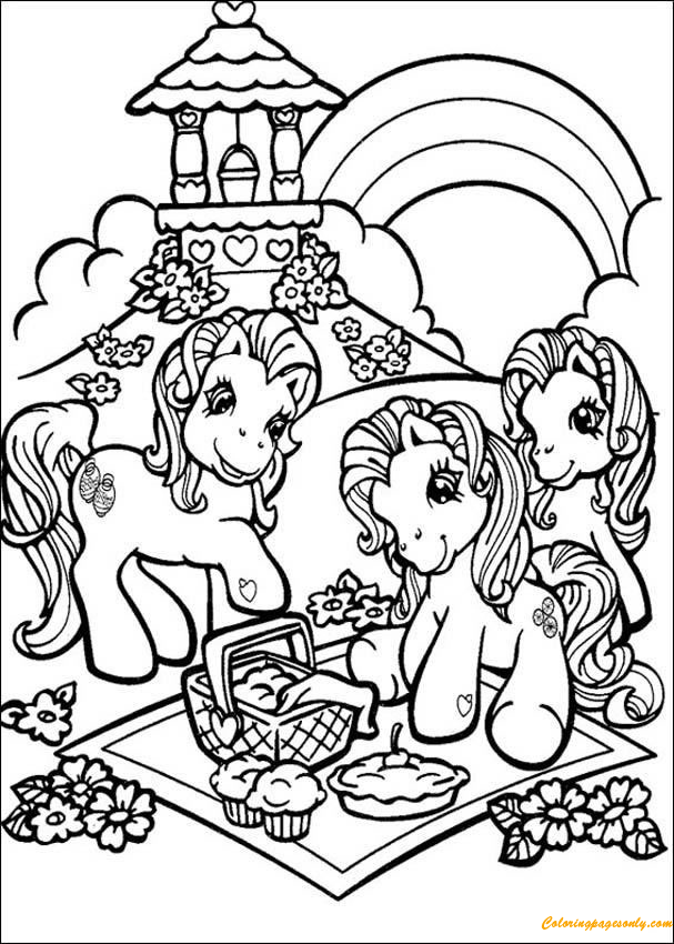 My Little Pony haciendo un picnic con sus amigos de MLP