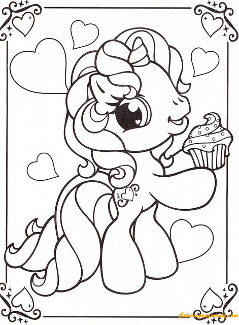 My Little Pony Love Ice Cream Cake Coloring Pages - Cartoons Coloring