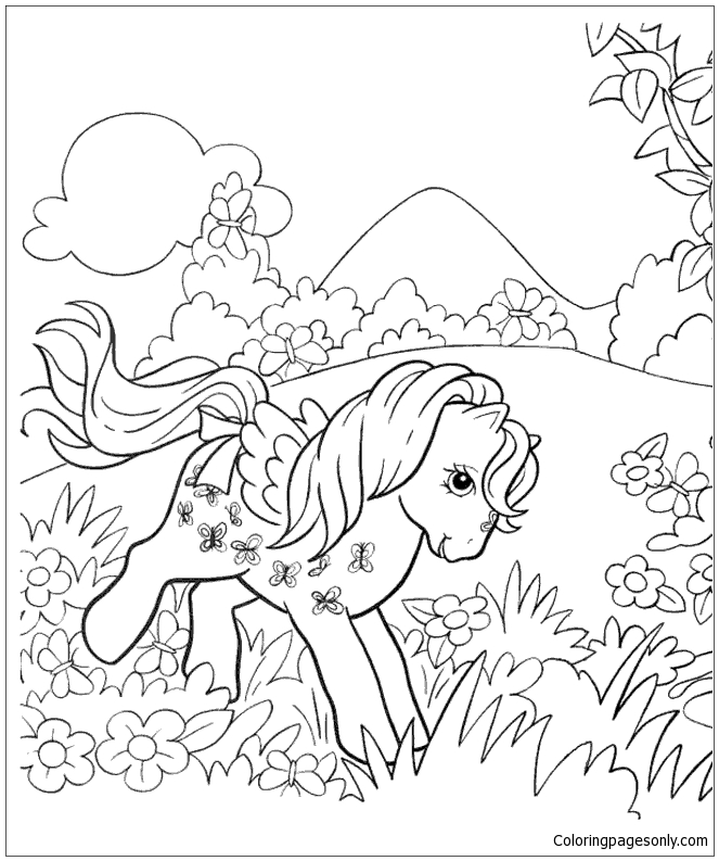 My Little Pony Playing In The Flower Garden Coloring Pages