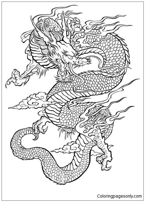 Desenhos para colorir de dragões místicos