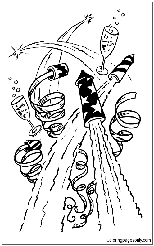 New Year Confetti Coloring Page