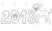 New Year Dog 2018 Dalmatian Coloring Pages