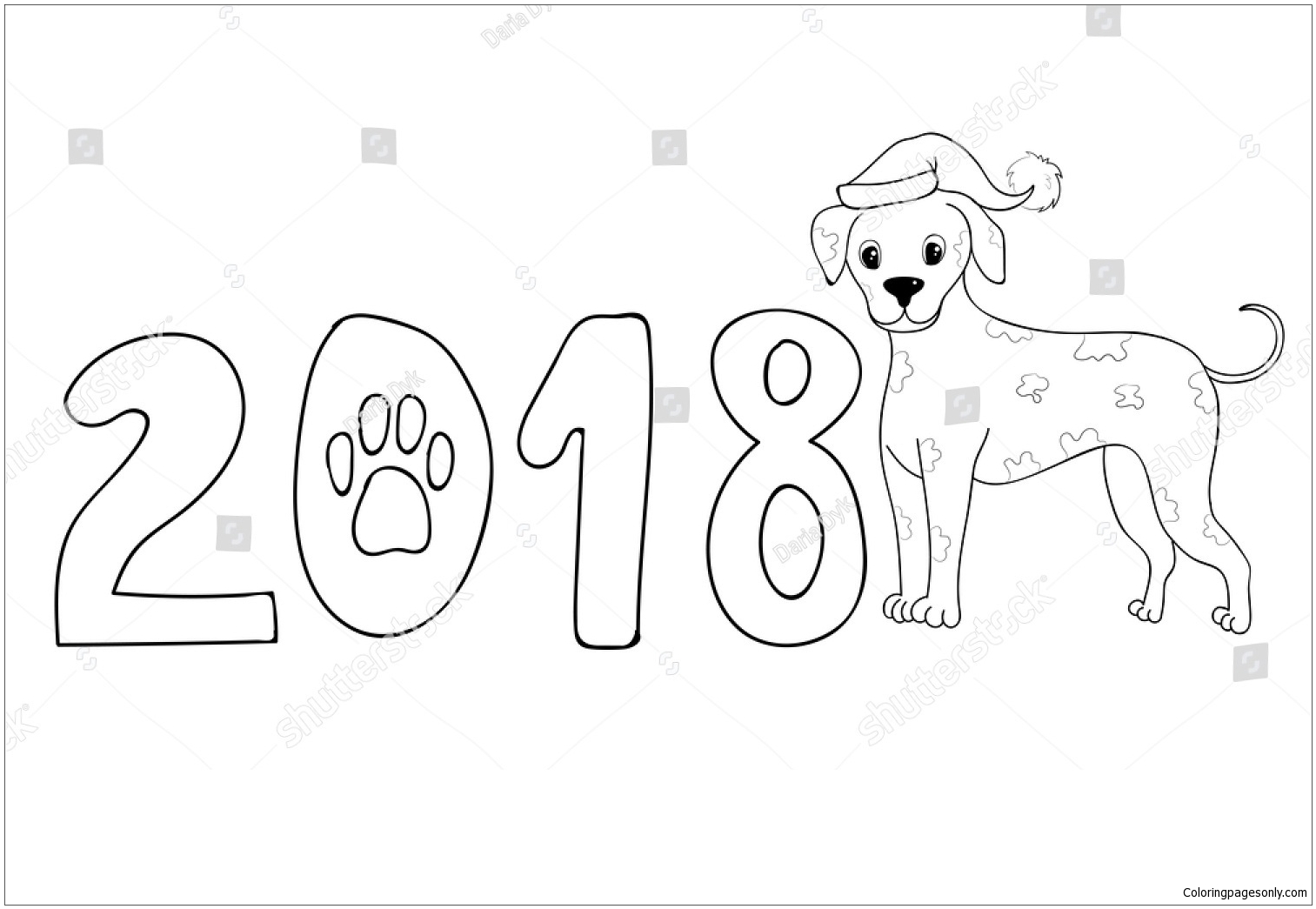 New Year Dog 2018 Dalmatian Coloring Pages Happy New Year Coloring Pages Coloring Pages For Kids And Adults