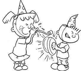 New Year Kids Party Coloring Pages